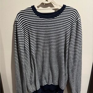 RW&CO. Men's Striped Crewneck Sweater - Navy and White